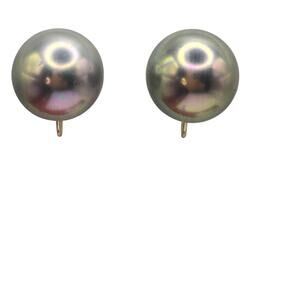 Earrings Marvella Gray Luminous Light Soft Greenish Imitation Pearl Round Glass